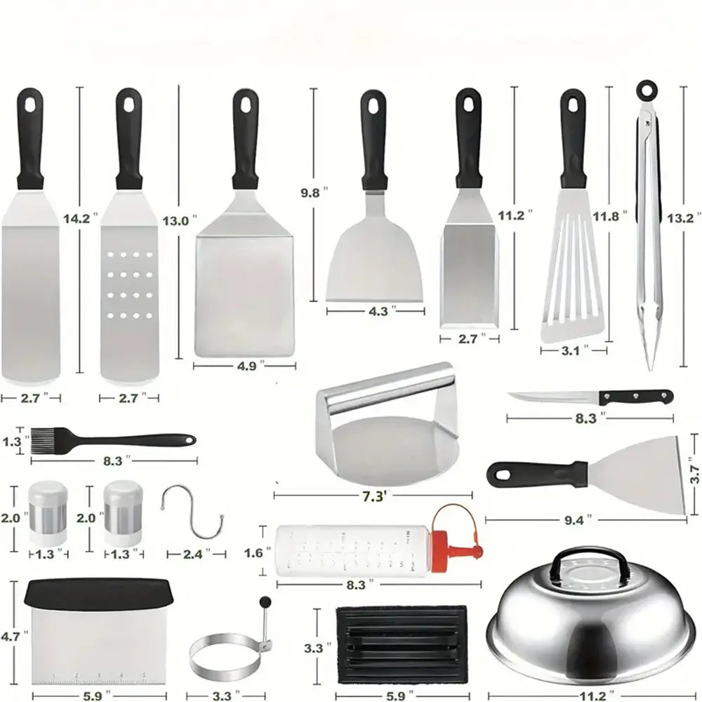 33 Piece Outdoor Flat Top Grill Tool Accessories Set