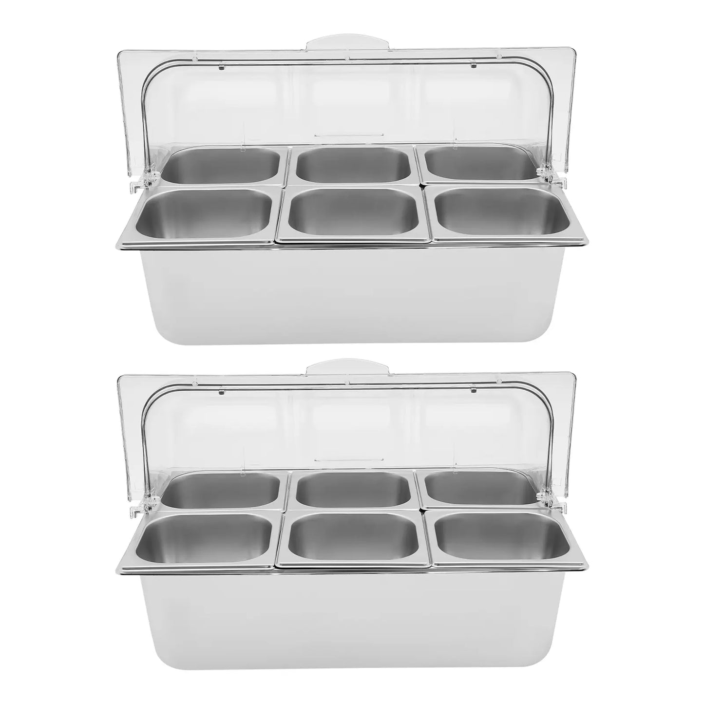 6-Pan Buffet Chafing Tray with Roll Top Clear Lid