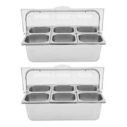 6-Pan Buffet Chafing Tray with Roll Top Clear Lid