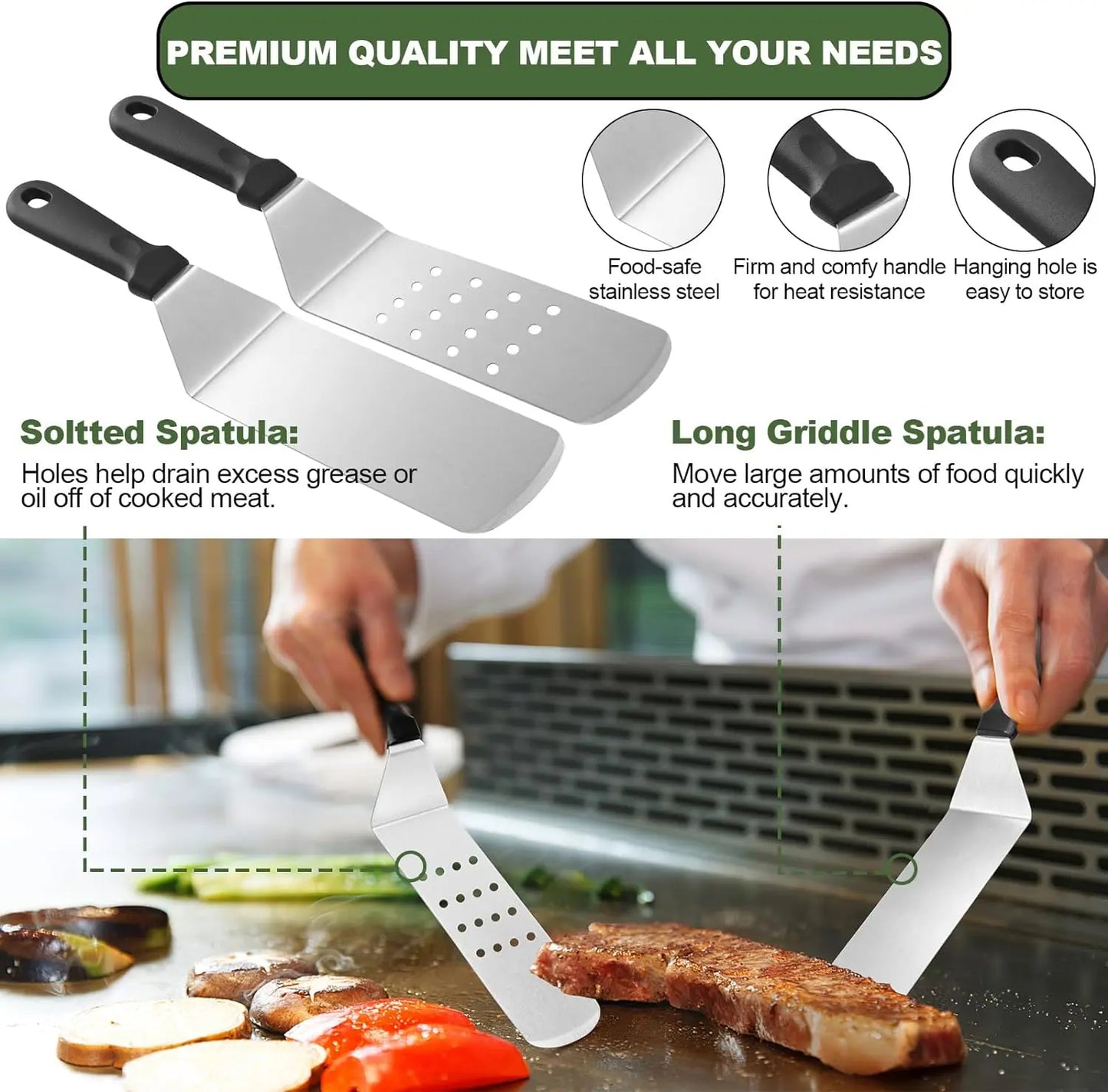 33 Piece Outdoor Flat Top Grill Tool Accessories Set