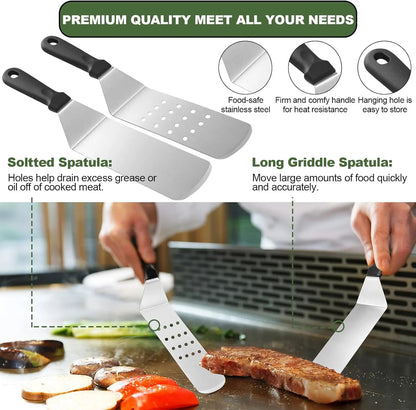 33 Piece Outdoor Flat Top Grill Tool Accessories Set