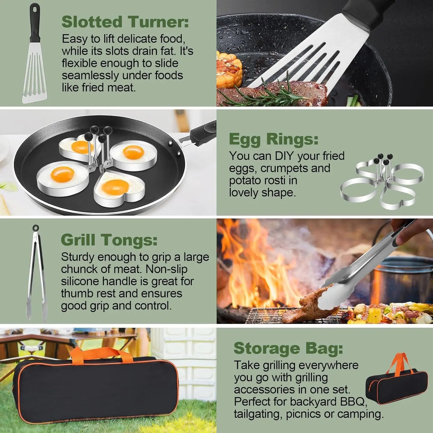 33 Piece Outdoor Flat Top Grill Tool Accessories Set