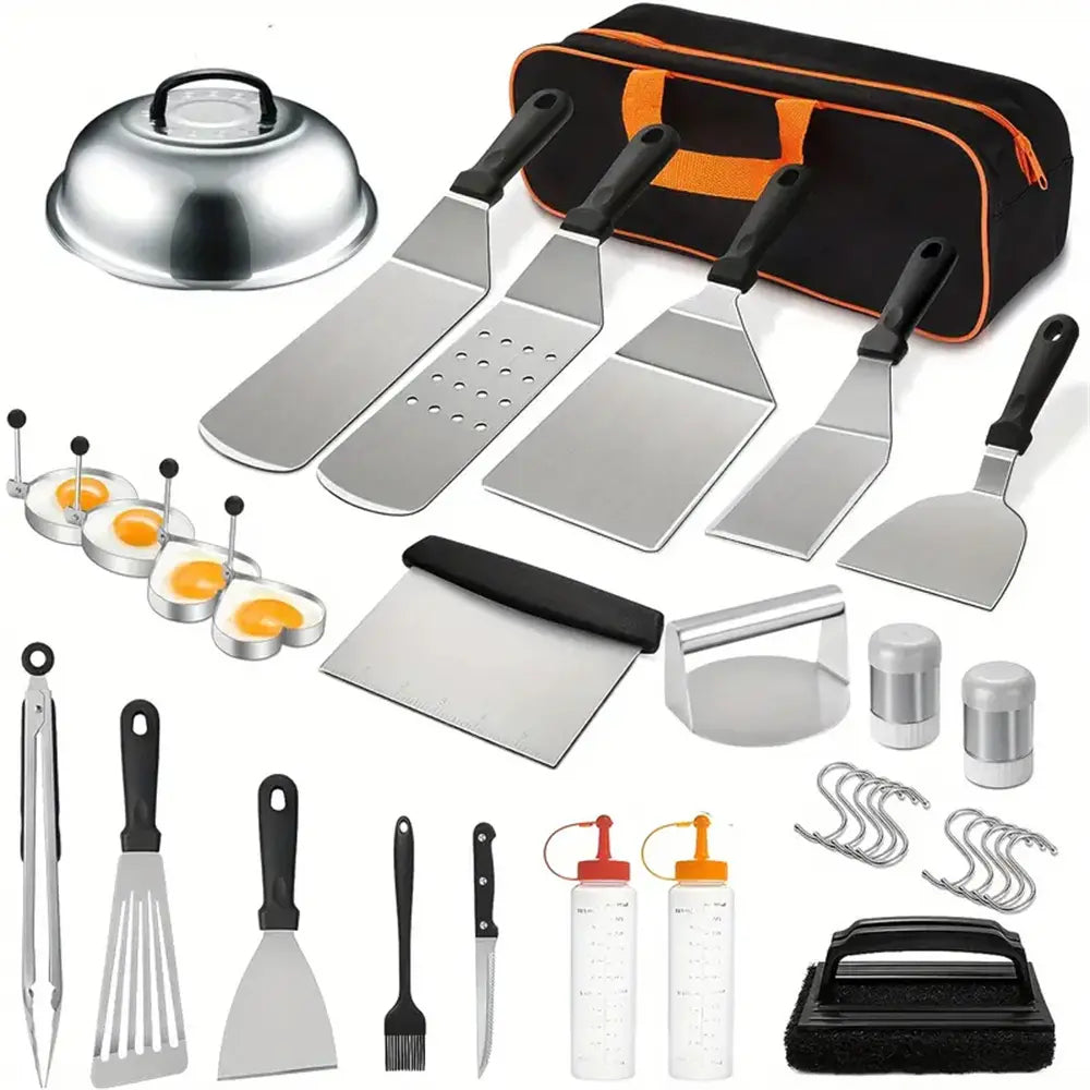 33 Piece Outdoor Flat Top Grill Tool Accessories Set
