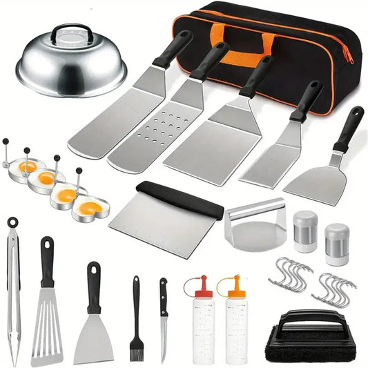 33 Piece Outdoor Flat Top Grill Tool Accessories Set