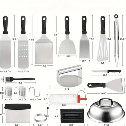 33 Piece Outdoor Flat Top Grill Tool Accessories Set