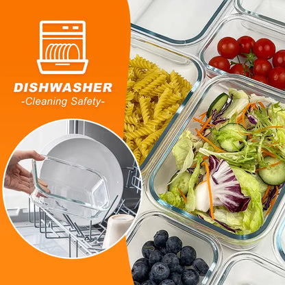 10 Pack BPA-Free Glass Food Storage Containers Leak Proof Lids