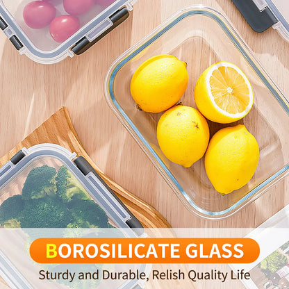 10 Pack BPA-Free Glass Food Storage Containers Leak Proof Lids