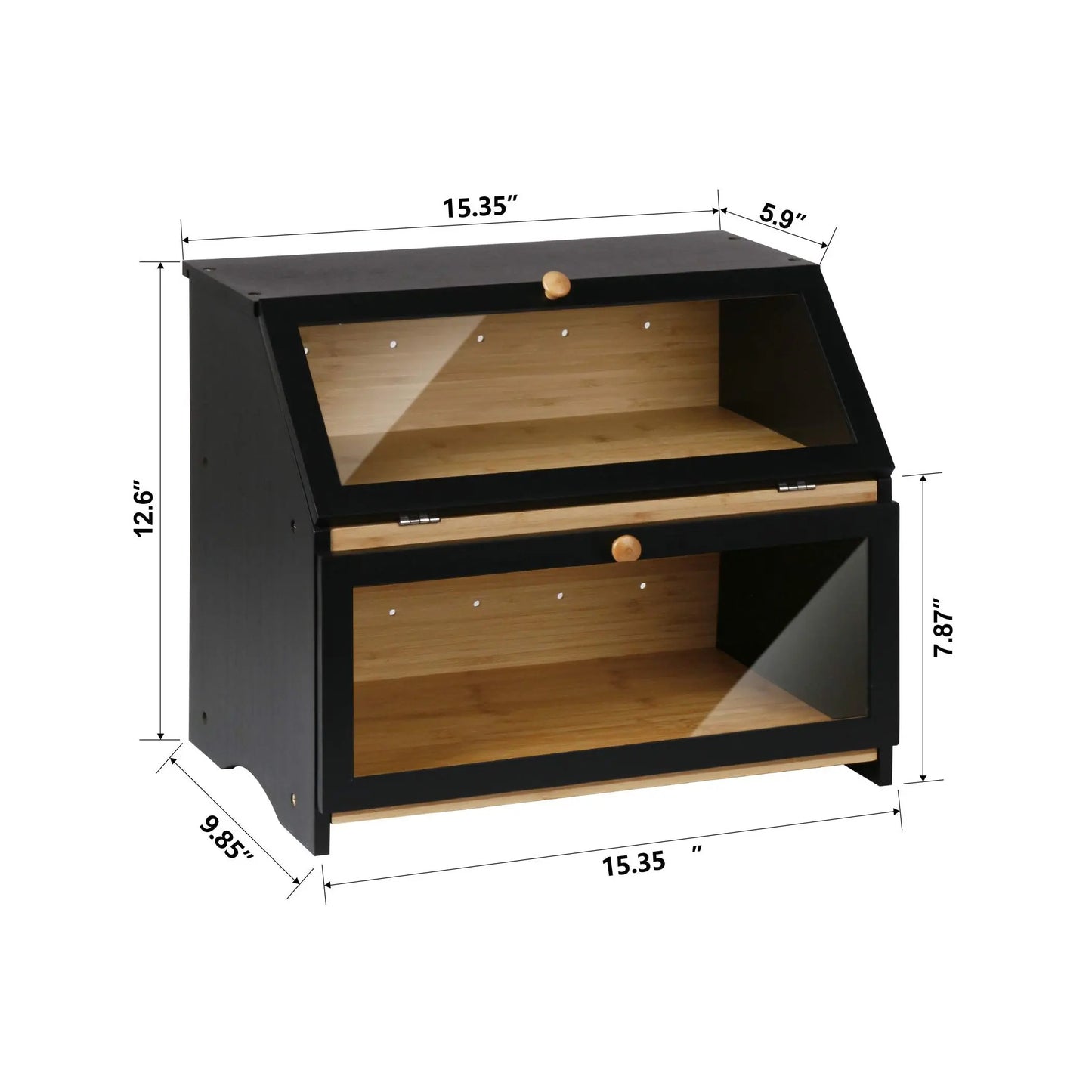 Large Capacity Two-Tier Bread Box Kitchen Pantry Organizer