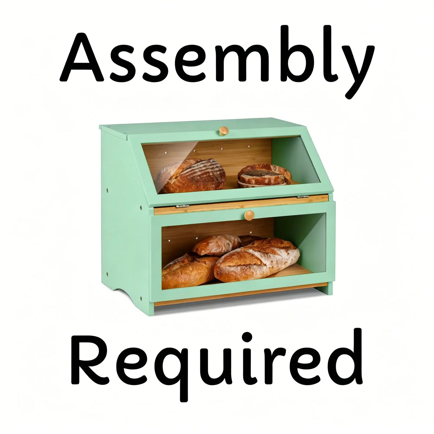 Large Capacity Two-Tier Bread Box Kitchen Pantry Organizer