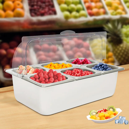 6-Pan Buffet Chafing Tray with Roll Top Clear Lid
