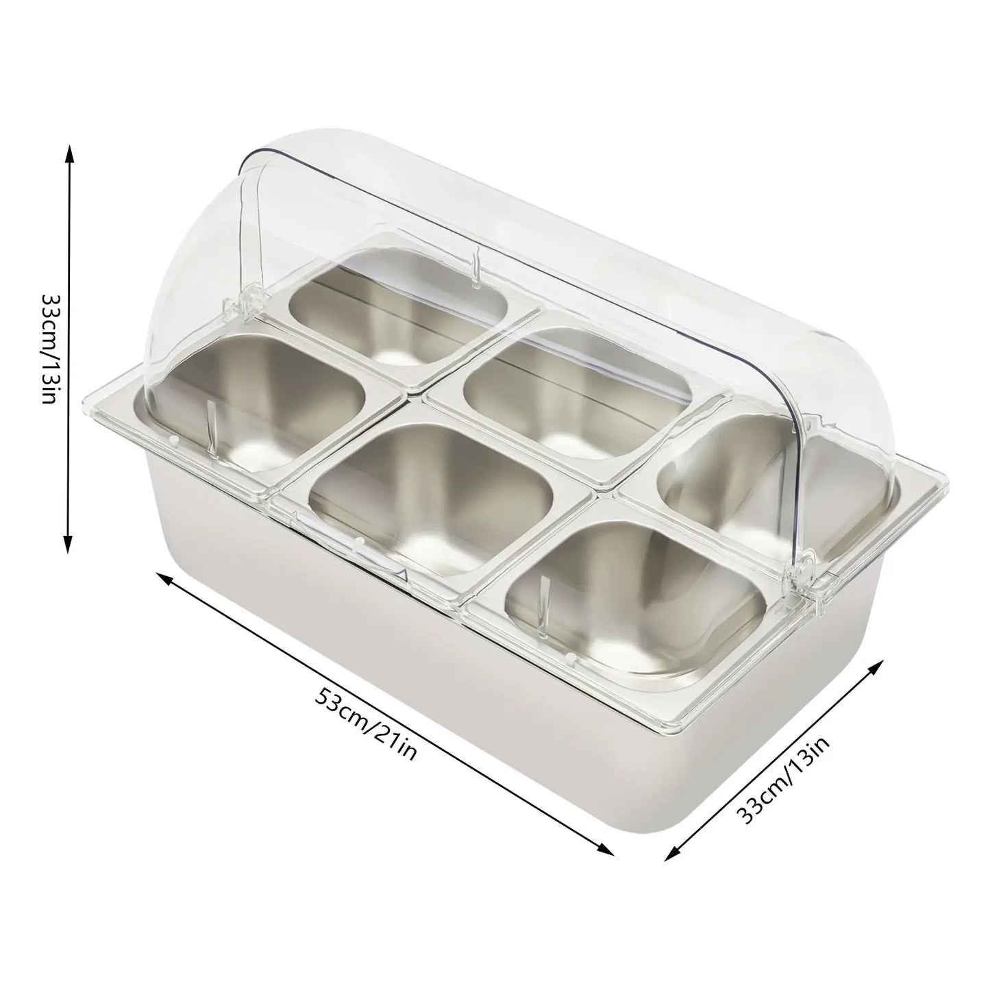 6-Pan Buffet Chafing Tray with Roll Top Clear Lid