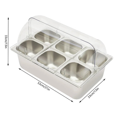 6-Pan Buffet Chafing Tray with Roll Top Clear Lid