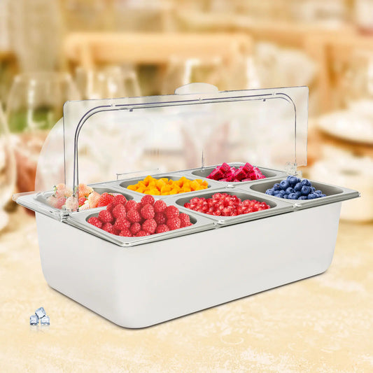 6-Pan Buffet Chafing Tray with Roll Top Clear Lid