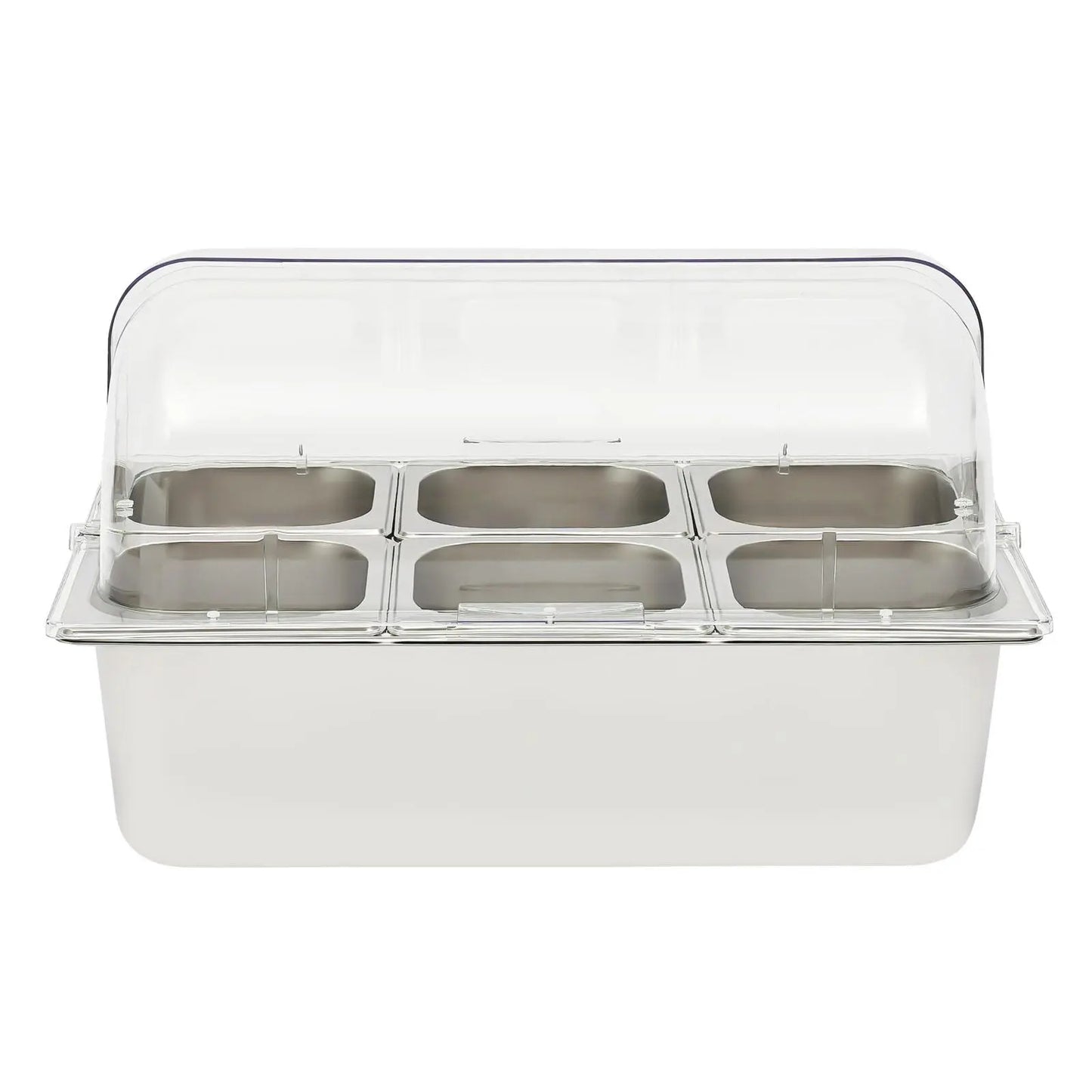 6-Pan Buffet Chafing Tray with Roll Top Clear Lid
