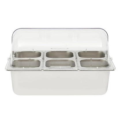 6-Pan Buffet Chafing Tray with Roll Top Clear Lid