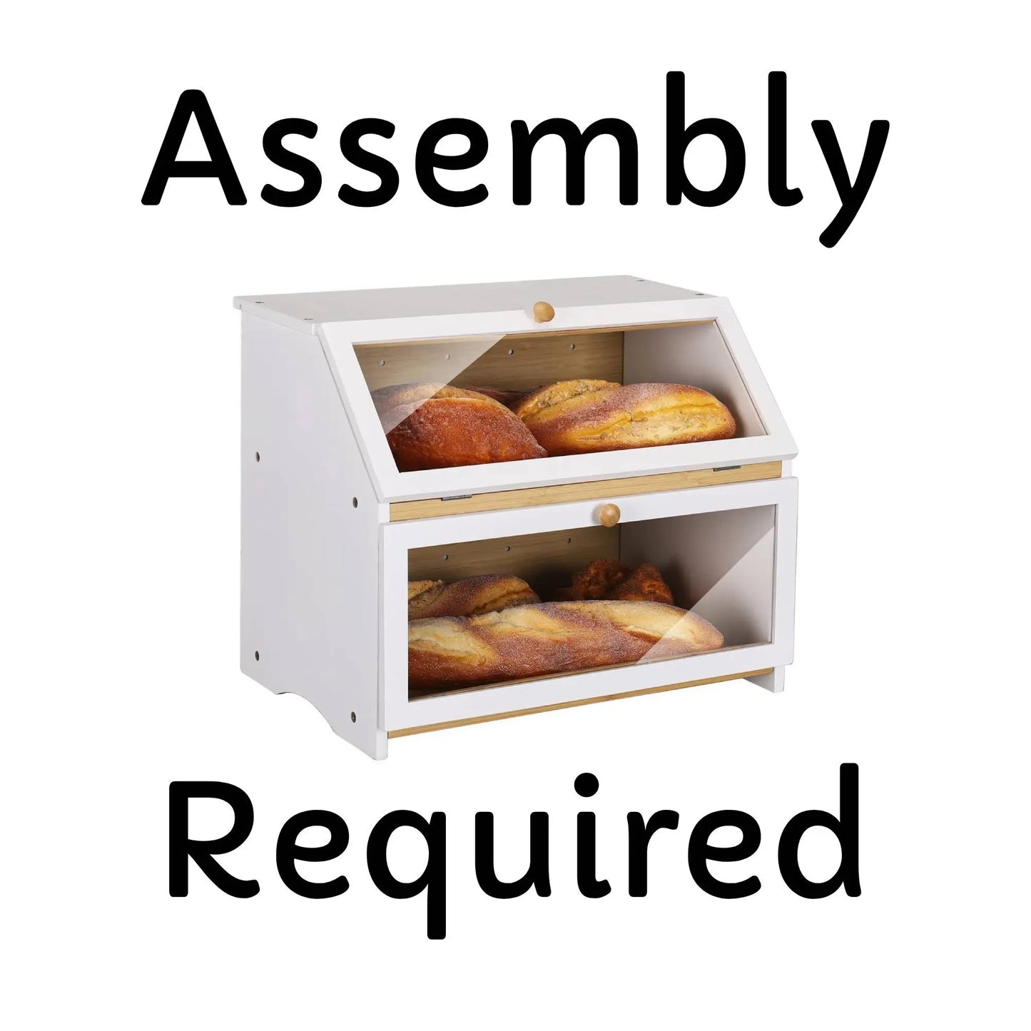 Large Capacity Two-Tier Bread Box Kitchen Pantry Organizer